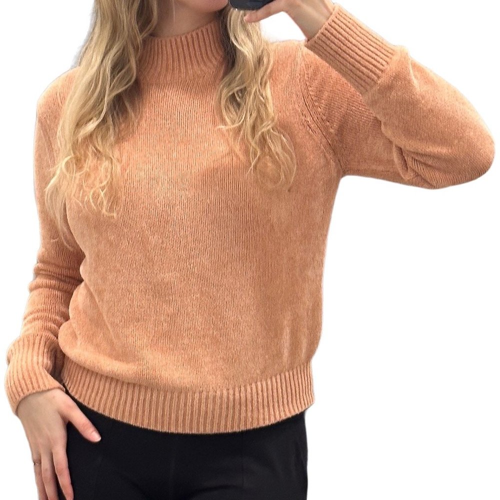 Aritzia Wilfred Free Corteta Lightweight Mockneck Sweater Tangerine Peach Orange